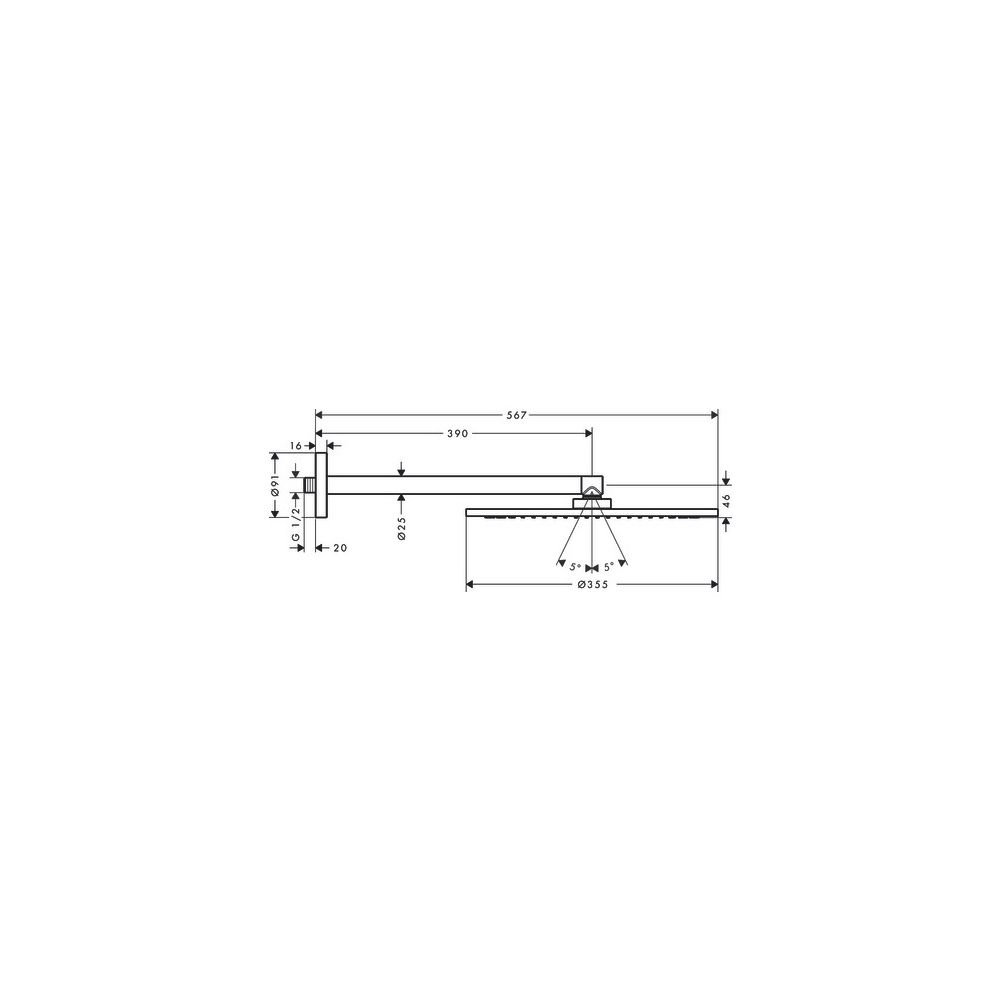Hansgrohe AXOR ShowerSolutions Kopfbrause 350mm, 27,8l/min, 1jet, Brausearm, Brushe... HANSGROHE-26034310 4059625093498 (Abb. 2)