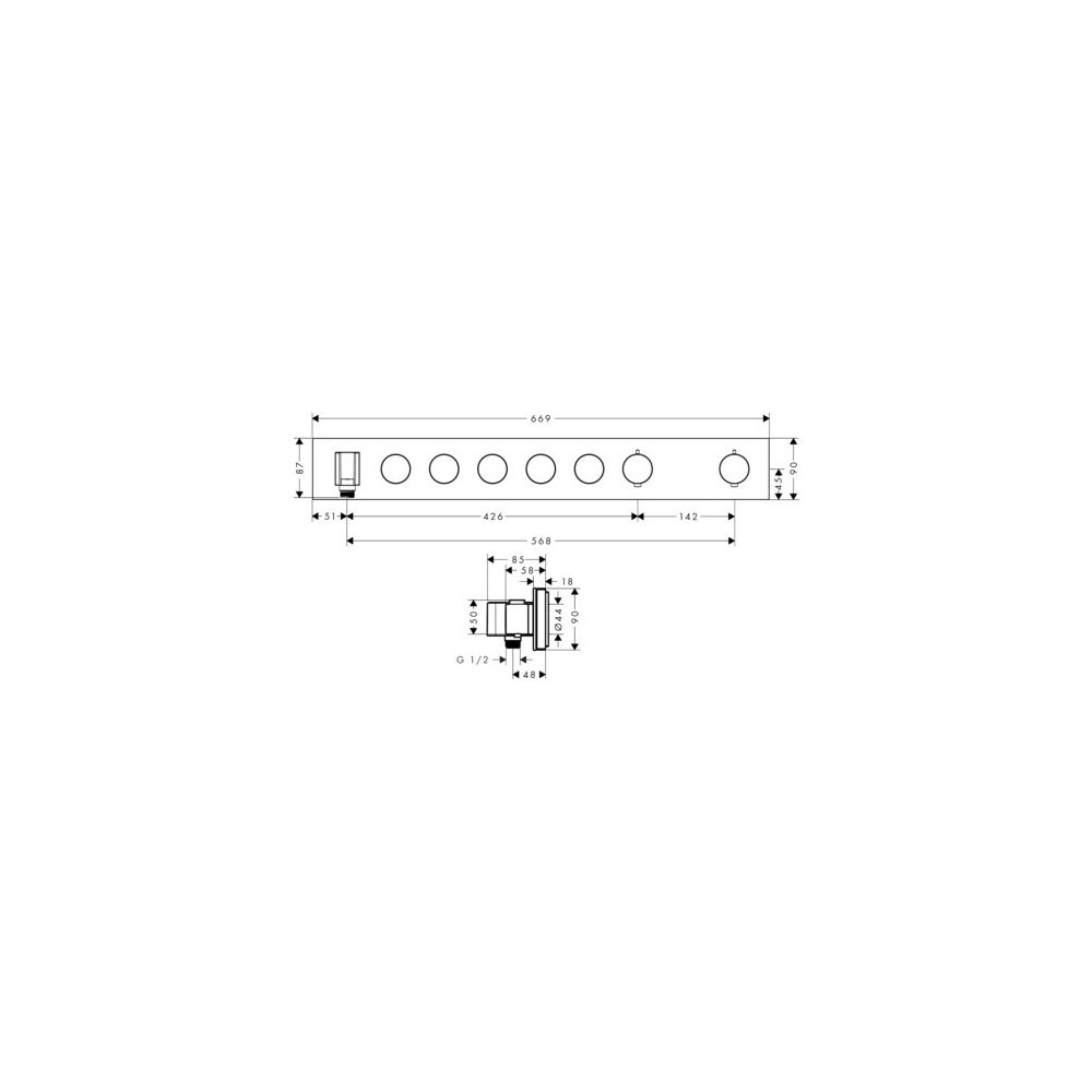 Hansgrohe AXOR ShowerSolutions Thermostatmodul Select 670x90mm, Unterputz für 5 Ver... HANSGROHE-18358820 4059625168905 (Abb. 3)