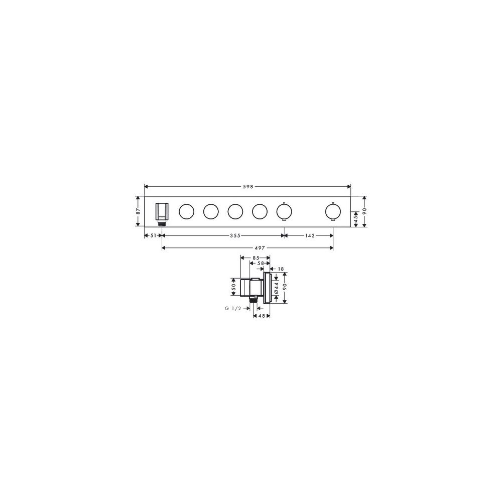 Hansgrohe AXOR ShowerSolutions Thermostatmodul Select 600x90mm, Unterputz für 4 Ver... HANSGROHE-18357140 4059625180419 (Abb. 3)