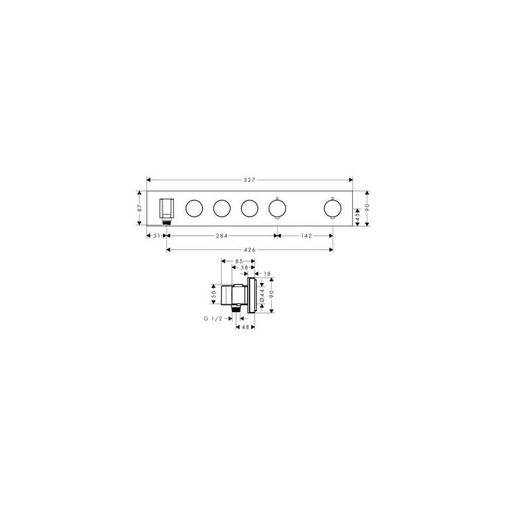 Hansgrohe AXOR ShowerSolutions Thermostatmodul Select 530x90mm, Unterputz für 3 Ver... HANSGROHE-18356250 4059625180280 (Abb. 3)
