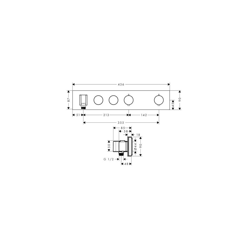 Hansgrohe AXOR ShowerSolutions Thermostatmodul Select 460x90mm, Unterputz für 2 Ver... HANSGROHE-18355310 4059625169063 (Abb. 3)