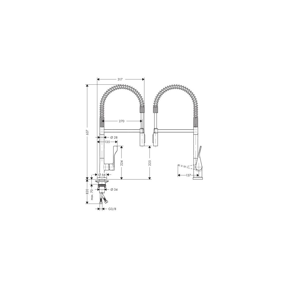Hansgrohe AXOR Citterio Einhebel-Küchenmischer 230mm, 9l/min, Semi-Pro, Brushed Bra... HANSGROHE-39840950 4011097921877 (Abb. 2)