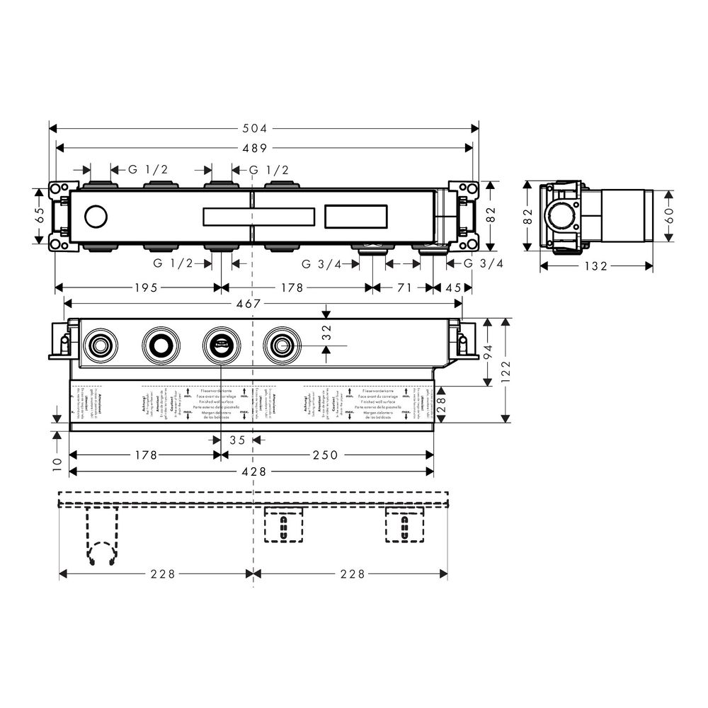Hansgrohe AXOR Grundkörper für Thermostatmodul Select für 2 Verbraucher, Rp 3/4", D... HANSGROHE-18310180 4059625036082 (Abb. 4)