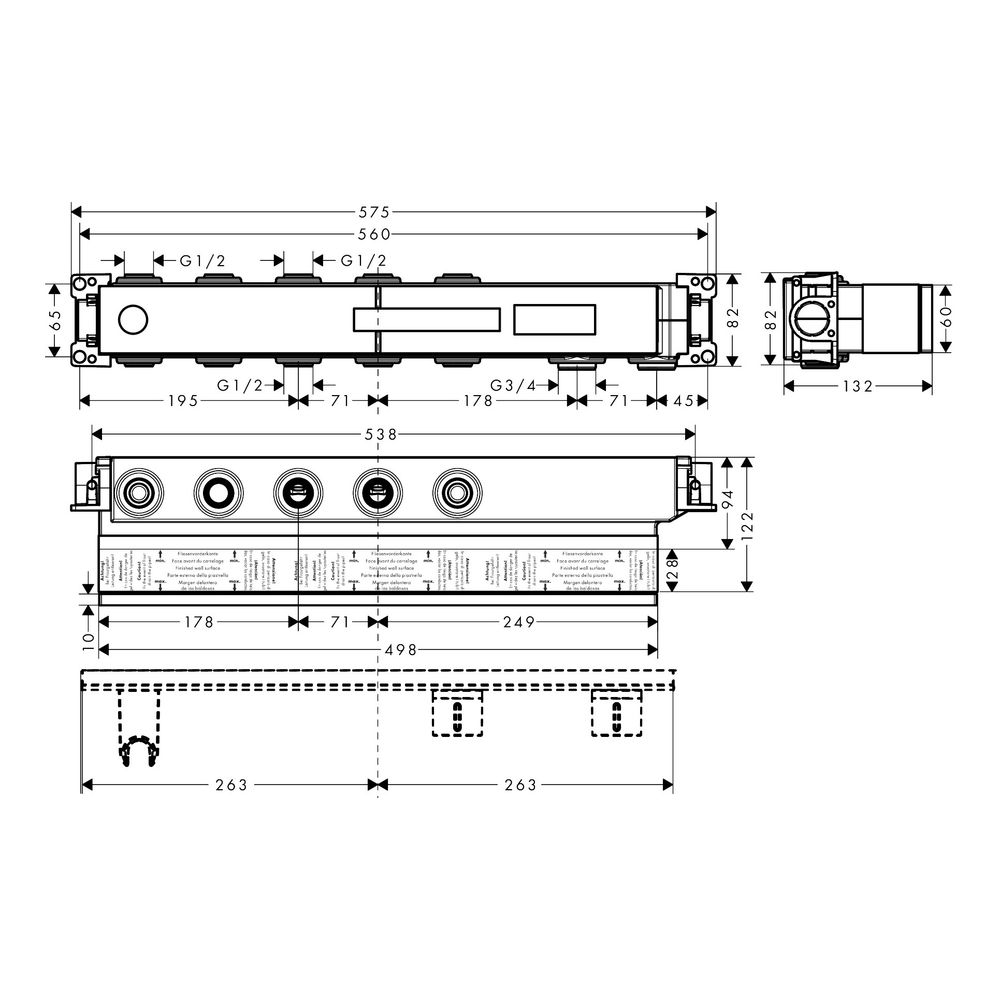 Hansgrohe AXOR Grundkörper für Thermostatmodul Select für 3 Verbraucher, Rp 3/4", D... HANSGROHE-18311180 4059625036099 (Abb. 4)