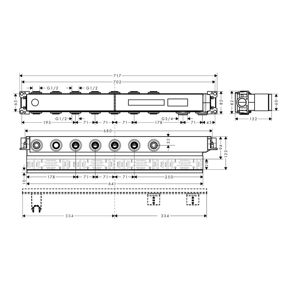Hansgrohe AXOR Grundkörper für Thermostatmodul Select für 5 Verbraucher, Rp 3/4", D... HANSGROHE-18313180 4059625037812 (Abb. 4)