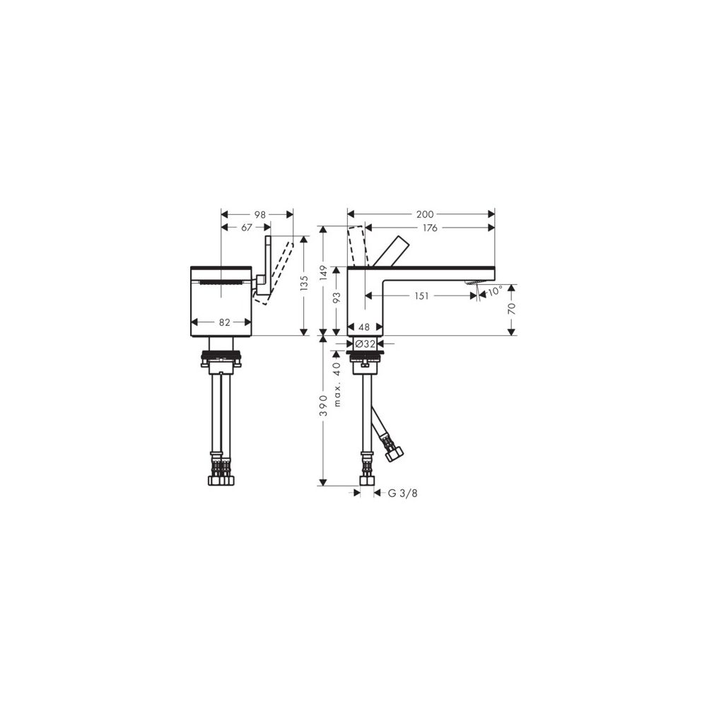 Hansgrohe AXOR MyEdition Einhebel-Waschtischmischer 70mm, 5l/min, Push-Open Ablauf... HANSGROHE-47012800 4059625201916 (Abb. 23)