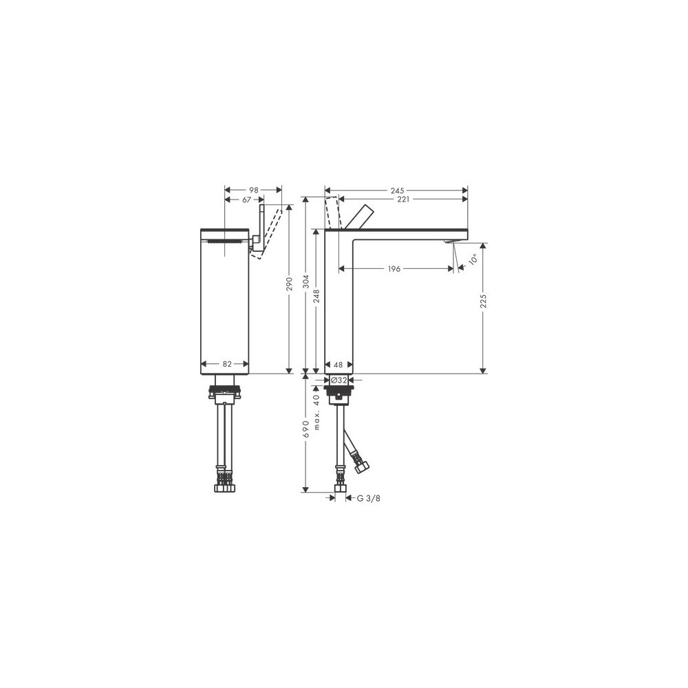 Hansgrohe AXOR MyEdition Einhebel-Waschtischmischer 230mm, 5l/min, für AWT, Push-O... HANSGROHE-47022140 4059625202609 (Abb. 10)