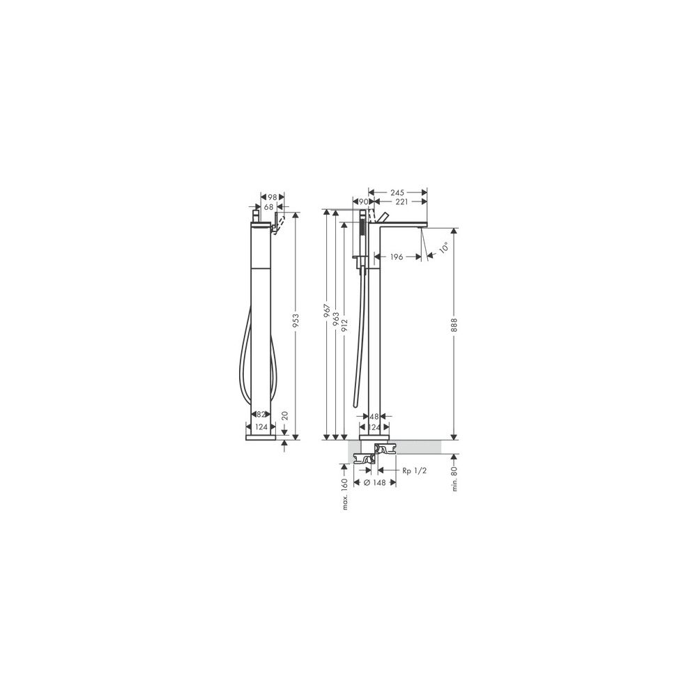 Hansgrohe AXOR MyEdition Einhebel-Wannenmischer bodenstehend, 20l/min, Mattschwarz/... HANSGROHE-47440670 4059625484722 (Abb. 2)