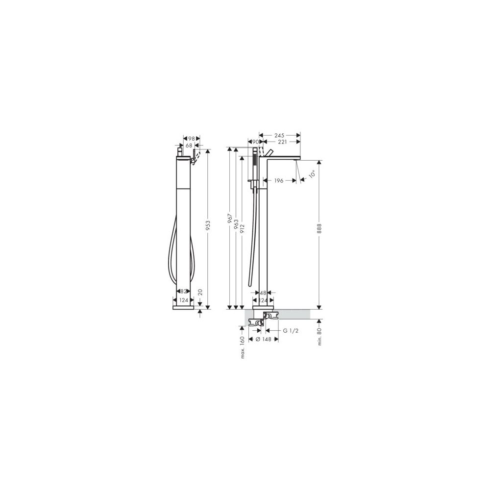 Hansgrohe AXOR MyEdition Einhebel-Wannenmischer bodenstehend, 20l/min, ohne Platte... HANSGROHE-47442250 4059625256411 (Abb. 10)