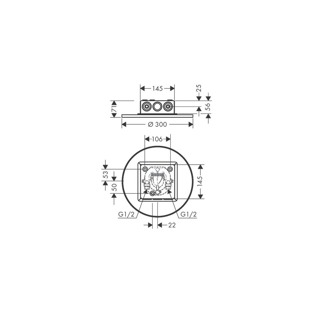 Hansgrohe AXOR ShowerSolutions Kopfbrause 300mm, 17l/min, 2jet Deckenintegriert, Ma... HANSGROHE-35305670 4059625428634 (Abb. 2)