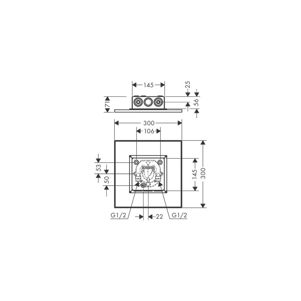 Hansgrohe AXOR ShowerSolutions Kopfbrause, 17l/min, 300x300mm, 2jet, Deckenintegrie... HANSGROHE-35321140 4059625237458 (Abb. 2)