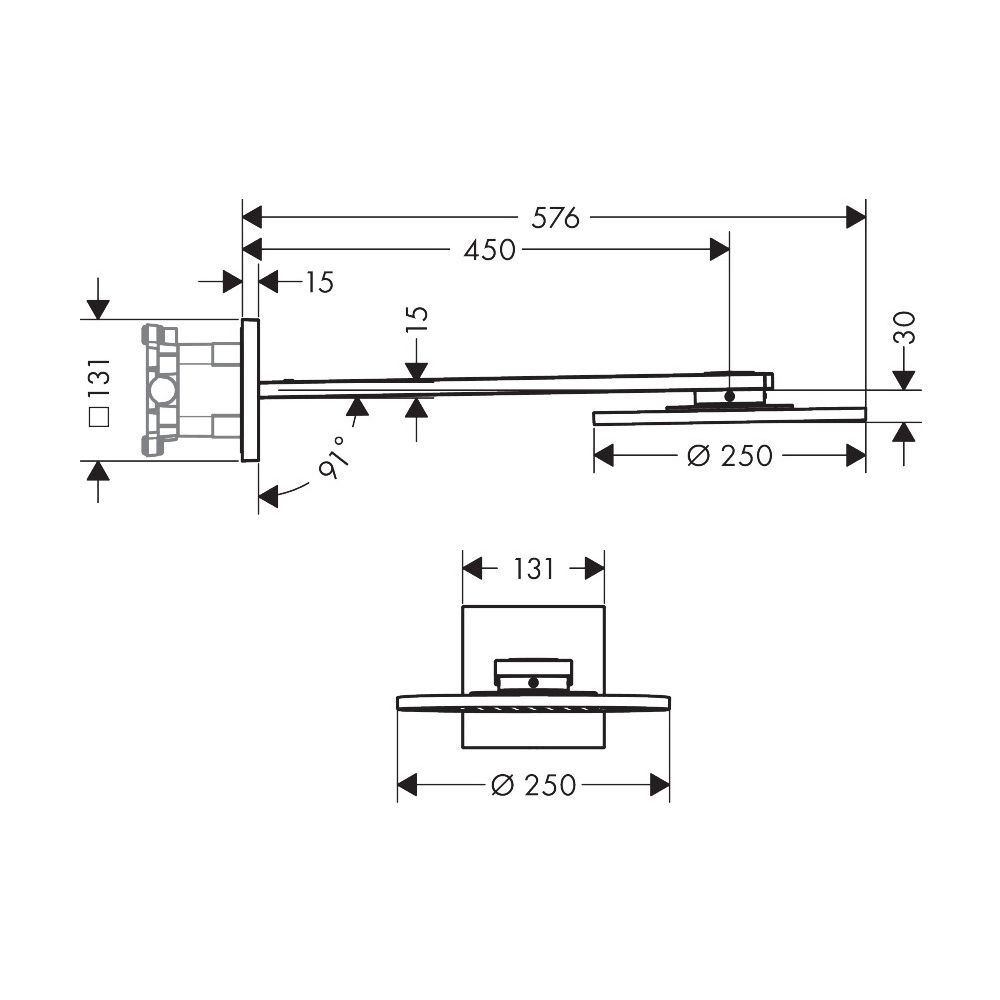 Hansgrohe AXOR ShowerSolutions Kopfbrause 250mm, 19,1l/min, 2jet, Brausearm, Brushe... HANSGROHE-35296140 4059625239629 (Abb. 3)