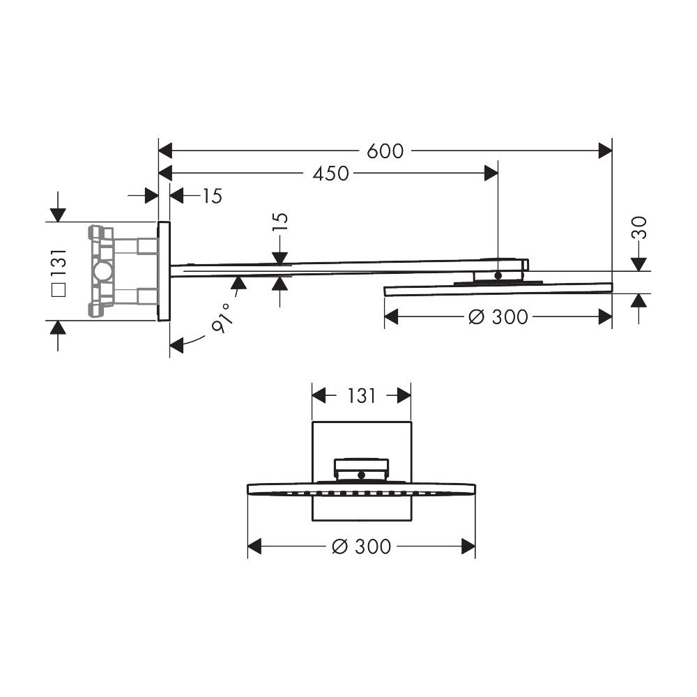 Hansgrohe AXOR ShowerSolutions Kopfbrause 300mm, 27,4l/min, 2jet, Brausearm, Brushe... HANSGROHE-35303820 4059625239353 (Abb. 3)