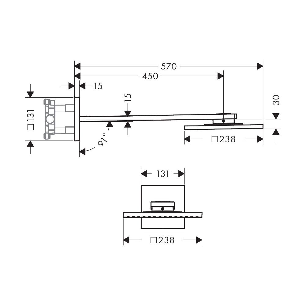 Hansgrohe AXOR ShowerSolutions Kopfbrause, 19l/min, 250x250mm, 2jet, Brausearm, Bru... HANSGROHE-35310340 4059625239001 (Abb. 2)
