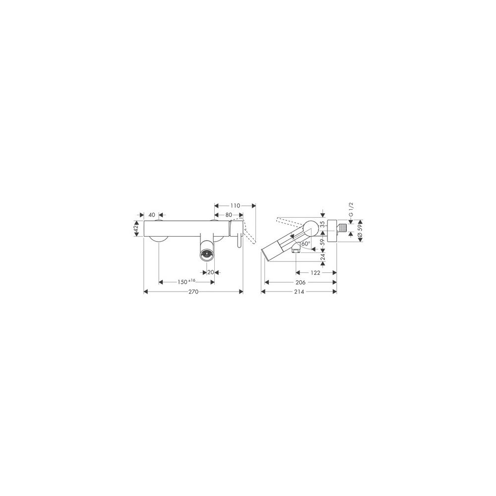 Hansgrohe AXOR Starck Einhebel-Wannenmischer Aufputz, 18l/min, Pin-Griff, Brushed R... HANSGROHE-10411310 4011097858692 (Abb. 2)