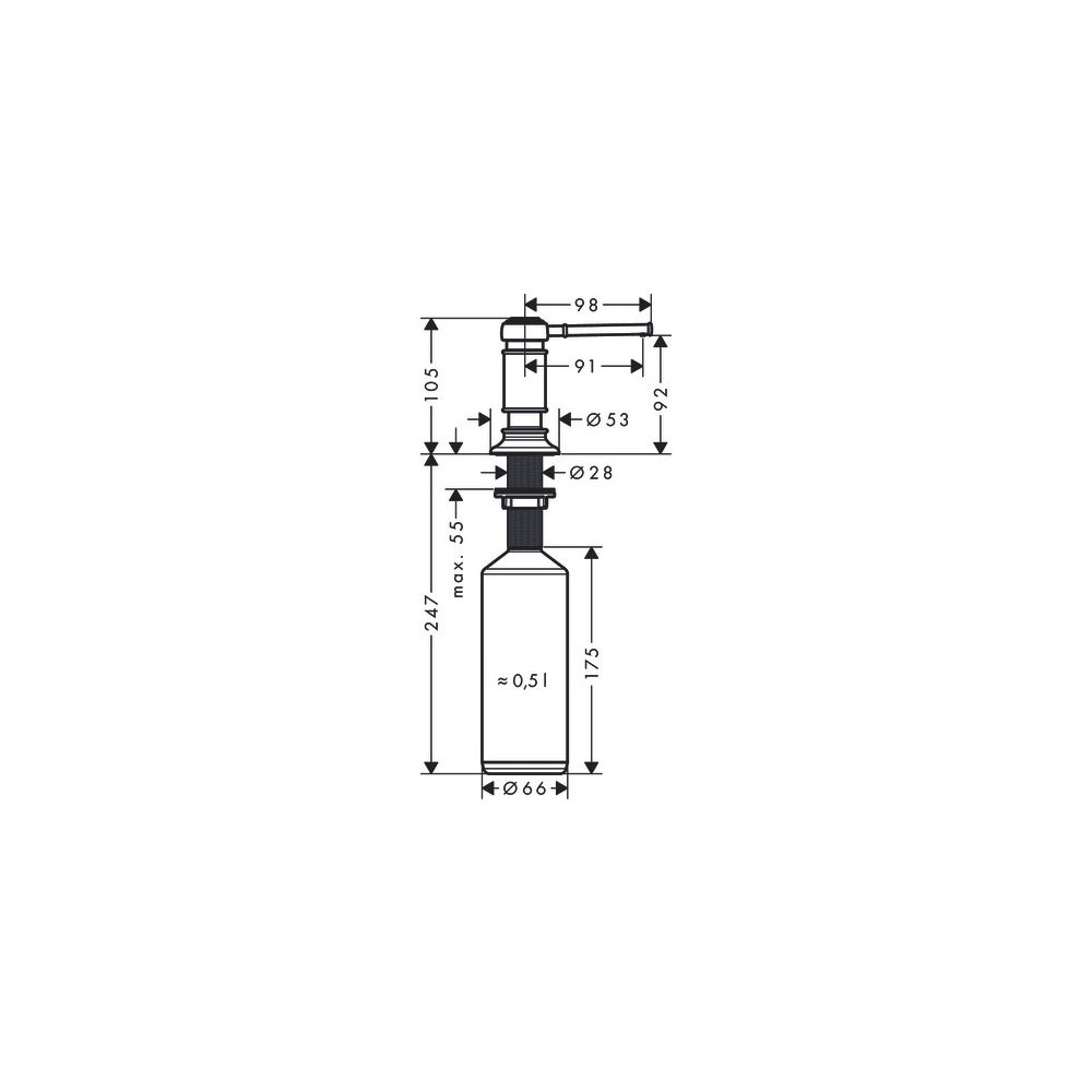 Hansgrohe AXOR Montreux Spülmittel-/ Lotionspender, Ausladung 91mm, 500ml, 2ml Dosi... HANSGROHE-42018330 4059625297421 (Abb. 3)