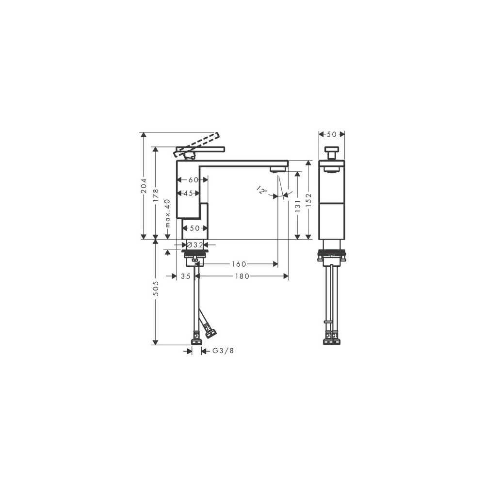 Hansgrohe AXOR Edge Einhebel-Waschtischmischer 130mm, 5l/min, Push-Open Ablaufgarni... HANSGROHE-46011300 4059625264409 (Abb. 2)
