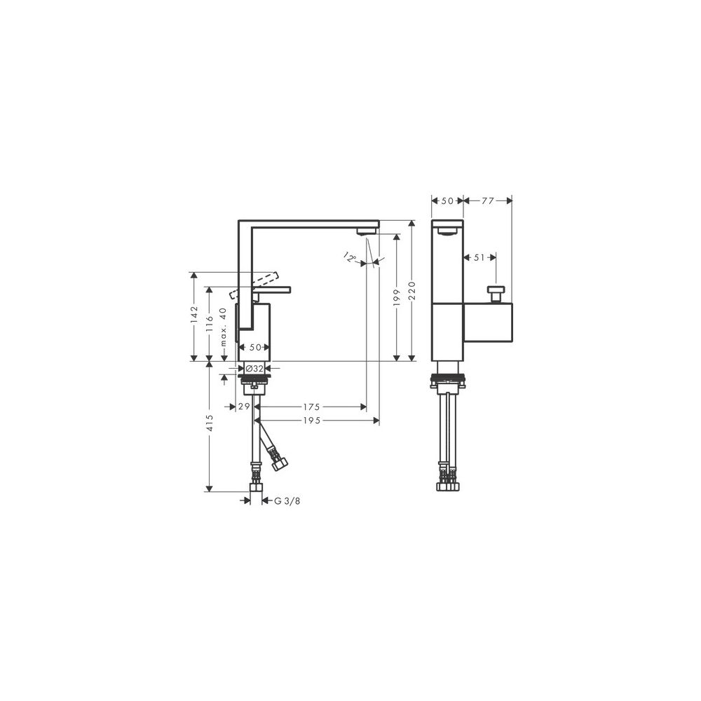 Hansgrohe AXOR Edge Einhebel-Waschtischmischer 190mm, 5l/min, Push-Open Ablaufgarni... HANSGROHE-46021300 4059625264546 (Abb. 2)