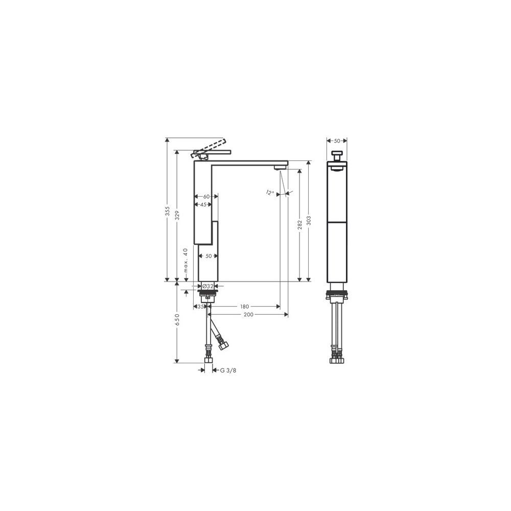 Hansgrohe AXOR Edge Einhebel-Waschtischmischer 280mm 5l/min für AWT, Push-Open, Dia... HANSGROHE-46031330 4059625264638 (Abb. 2)