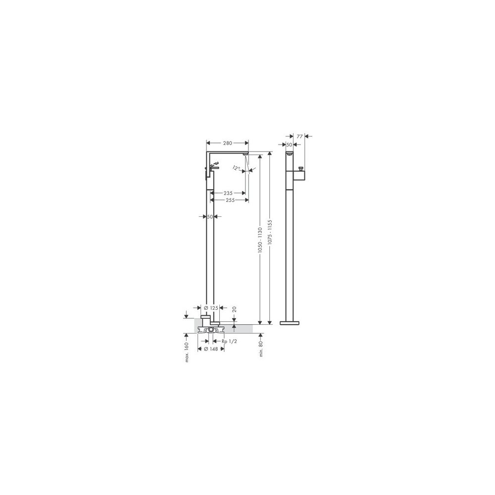 Hansgrohe AXOR Edge Einhebel-Waschtischmischer bodenstehend, 5l/min, Push-Open, Dia... HANSGROHE-46041990 4059625265109 (Abb. 2)