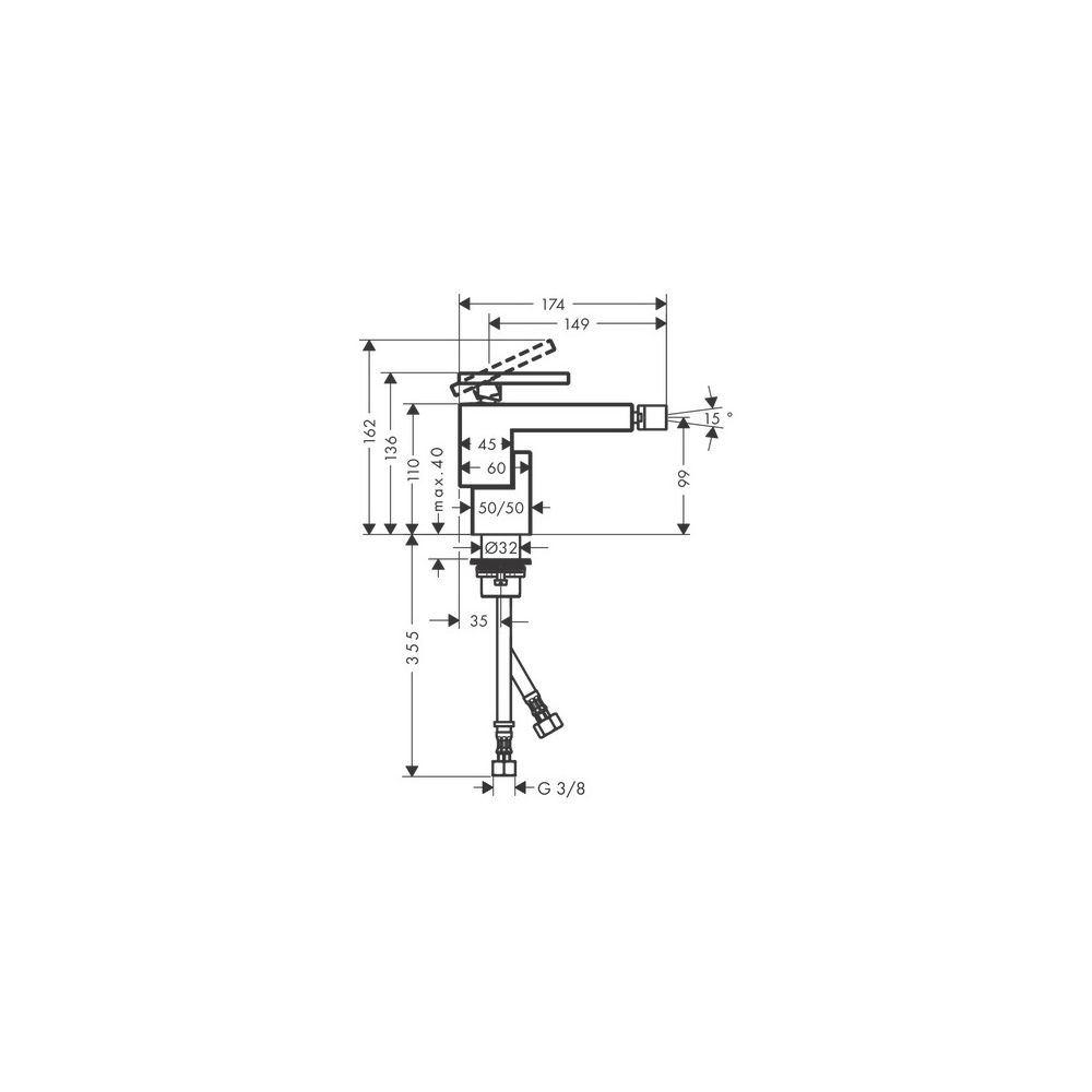 Hansgrohe AXOR Edge Einhebel-Bidetmischer, 7l/min, Push-Open Ablaufgarnitur, Diaman... HANSGROHE-46211300 4059625265543 (Abb. 2)