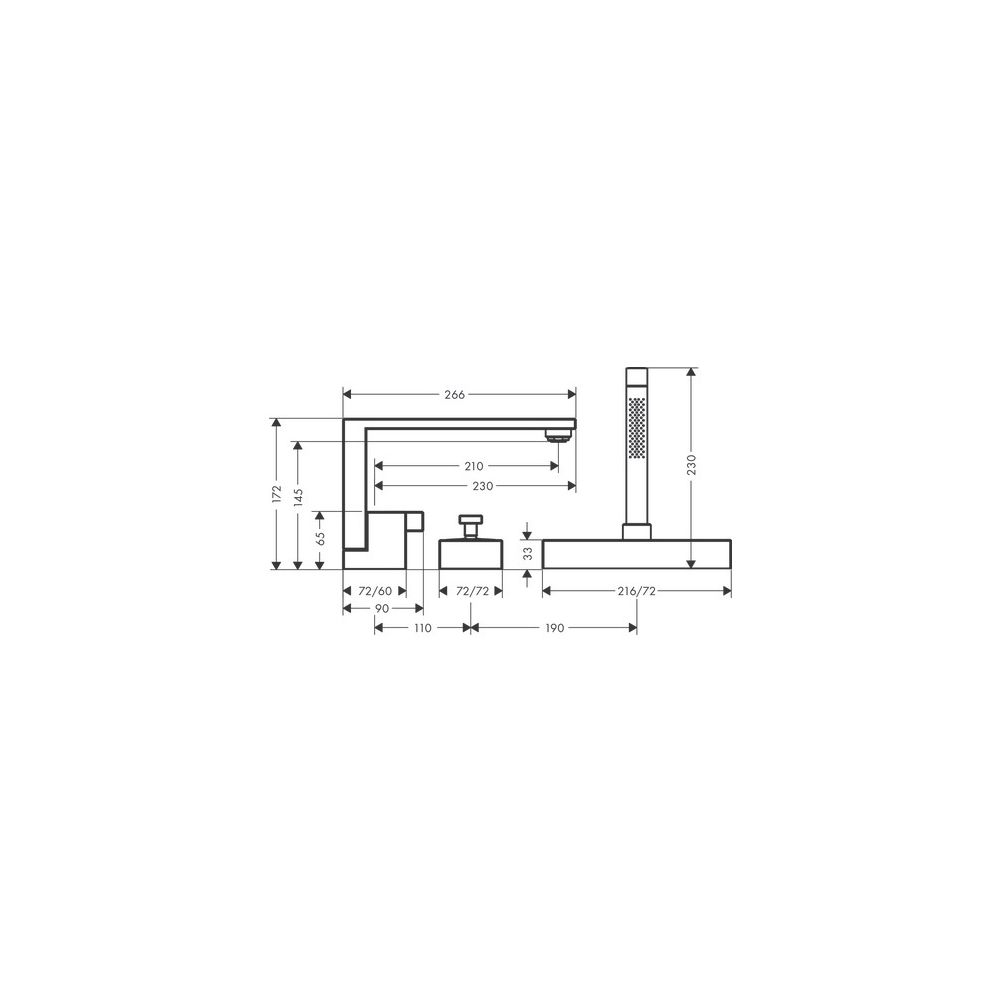 Hansgrohe AXOR Edge 3-Loch Einhebel-Wannenrandmischer, 20l/min, Diamantschliff, Pol... HANSGROHE-46431330 4059625265635 (Abb. 2)