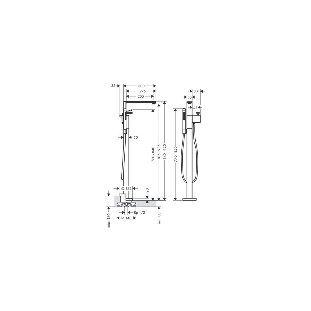 Hansgrohe AXOR Edge Einhebel-Wannenmischer bodenstehend, 23l/min, Diamantschliff, C... HANSGROHE-46441000 4059625149201 (Abb. 3)
