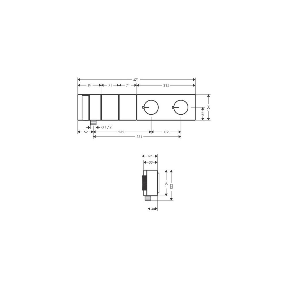 Hansgrohe AXOR Edge Thermostatmodul Select 470x100mm, Unterputz, 35l/min, für 2 Ver... HANSGROHE-46701990 4059625267479 (Abb. 2)