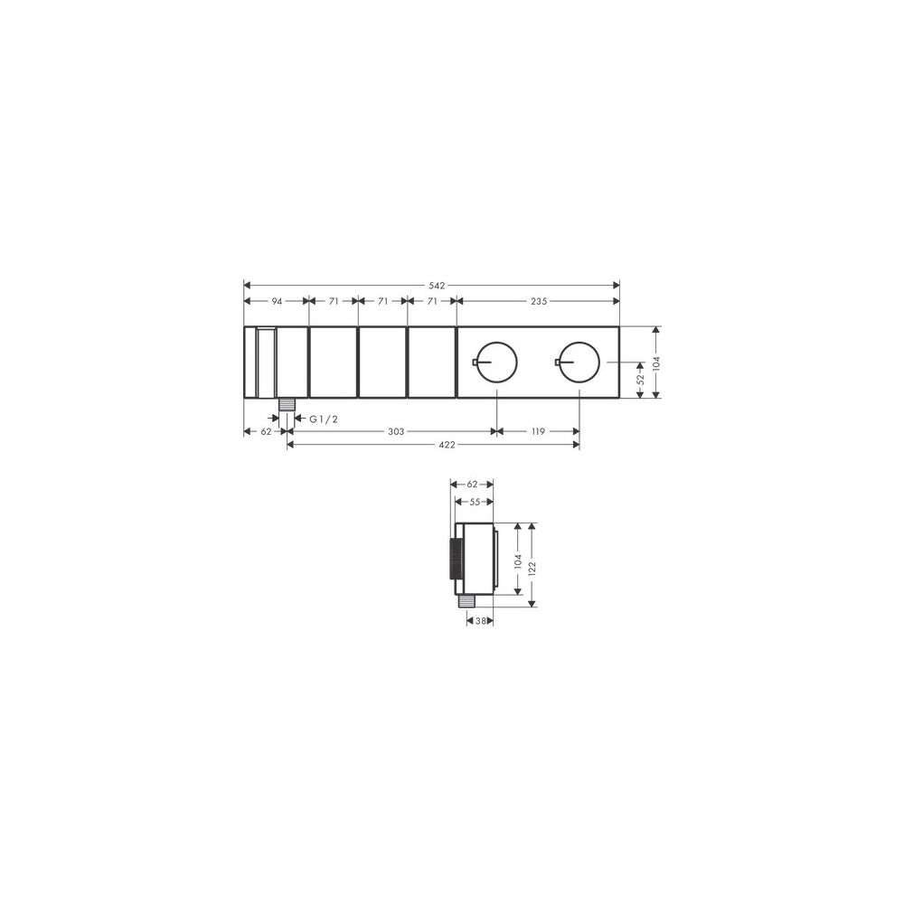 Hansgrohe AXOR Edge Thermostatmodul Select 540x100mm, Unterputz, 38l/min, für 3 Ver... HANSGROHE-46711300 4059625267639 (Abb. 2)