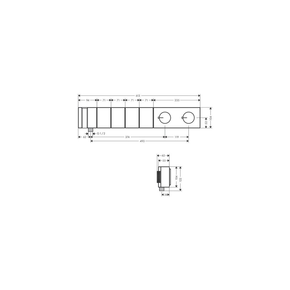 Hansgrohe AXOR Edge Thermostatmodul Select 610x100mm, Unterputz, 39l/min, für 4 Ver... HANSGROHE-46721990 4059625268186 (Abb. 2)