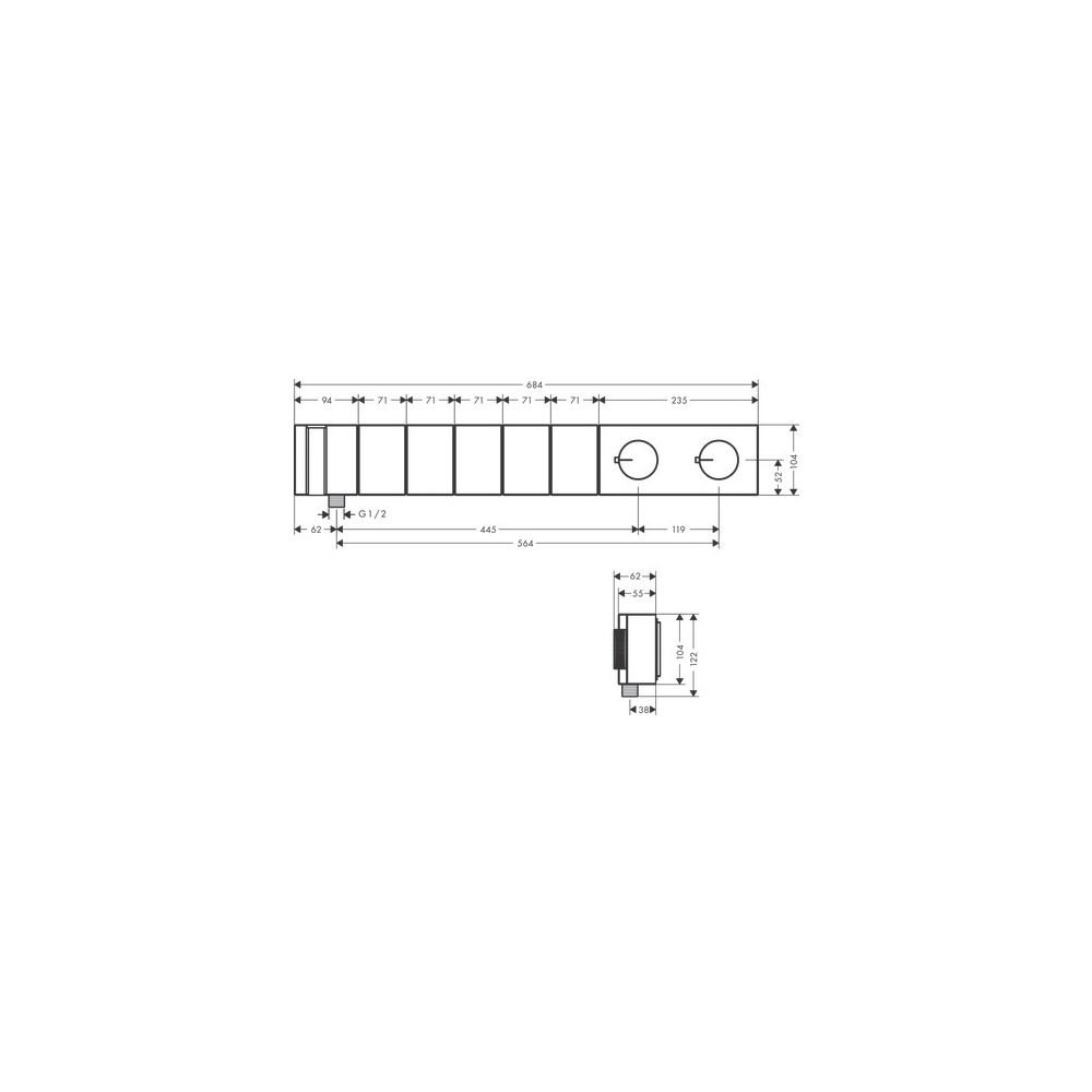 Hansgrohe AXOR Edge Thermostatmodul Select 680x100mm, Unterputz, 38l/min, für 5 Ver... HANSGROHE-46731300 4059625268346 (Abb. 2)