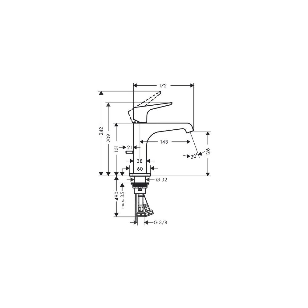 Hansgrohe AXOR Citterio E Einhebel-Waschtischmischer 130mm, Hebelgriff, Zugstangen-... HANSGROHE-36110300 4011097819570 (Abb. 3)