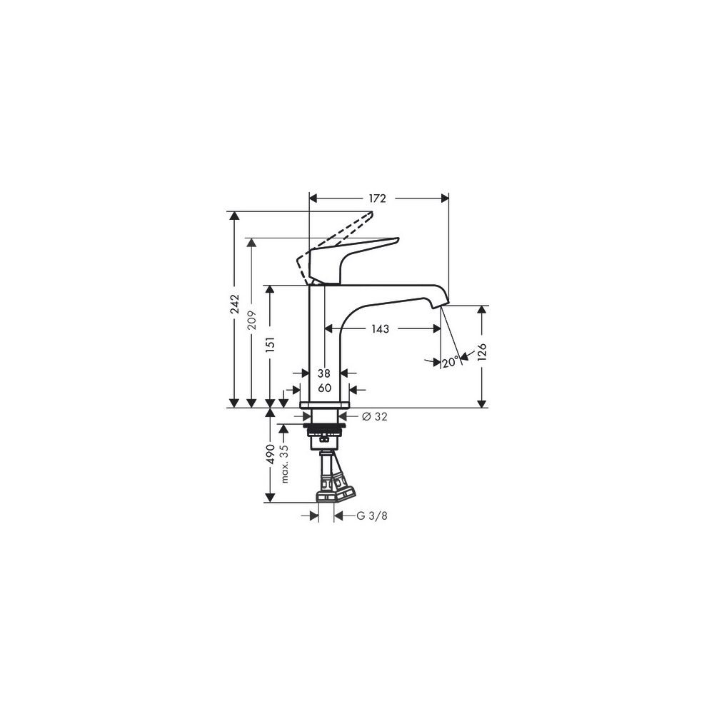 Hansgrohe AXOR Citterio E Einhebel-Waschtischmischer 130mm, Hebelgriff, Ablaufgarni... HANSGROHE-36111670 4059625427309 (Abb. 3)