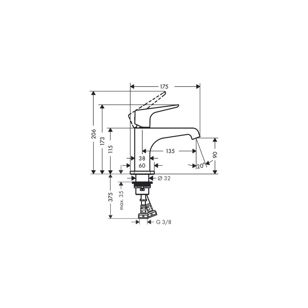 Hansgrohe AXOR Citterio E Einhebel-Waschtischmischer 90mm, Hebelgriff, Ablaufgarnit... HANSGROHE-36112340 4011097903491 (Abb. 2)