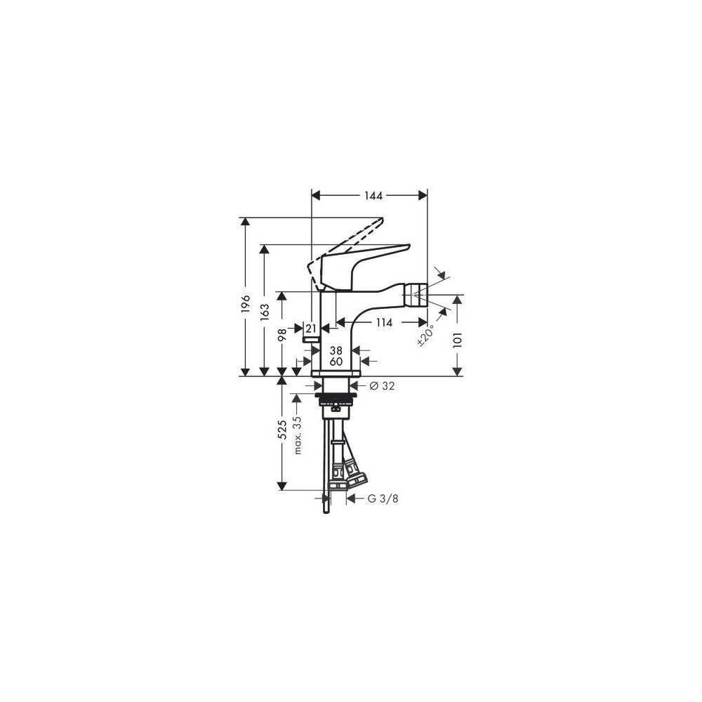 Hansgrohe AXOR Einhebel-Bidetmischer Citterio E, Hebelgriff, Zugstangen-Ablaufgarni... HANSGROHE-36121950 4011097903781 (Abb. 2)