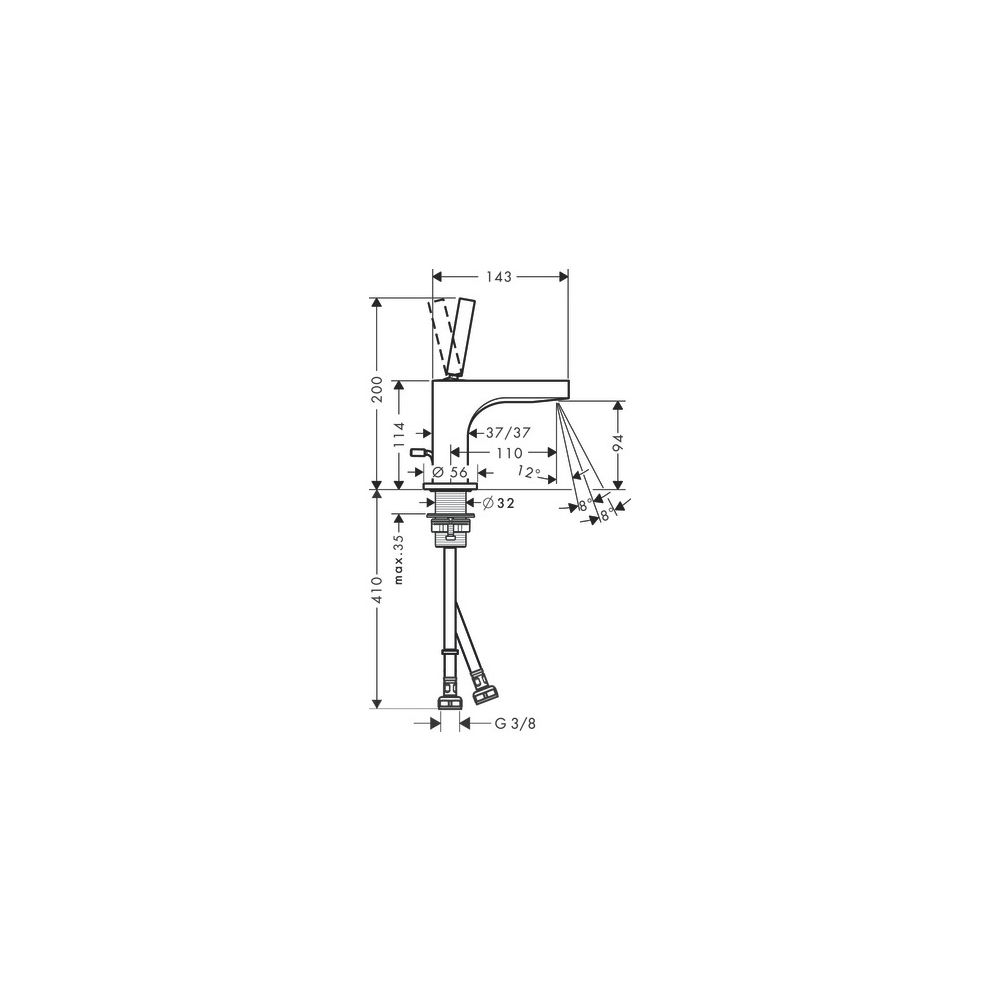 Hansgrohe AXOR Citterio Einhebel-Waschtischmischer 90mm, 5l/min, Pin-Griff für HWB,... HANSGROHE-39035800 4011097914770 (Abb. 2)