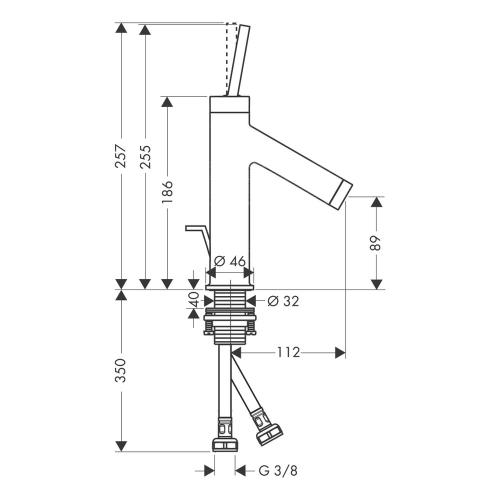 Hansgrohe AXOR Starck Einhebel-Waschtischmischer 90mm, 5l/min, Pin-Griff, Zugstange... HANSGROHE-10111800 4011097853338 (Abb. 3)
