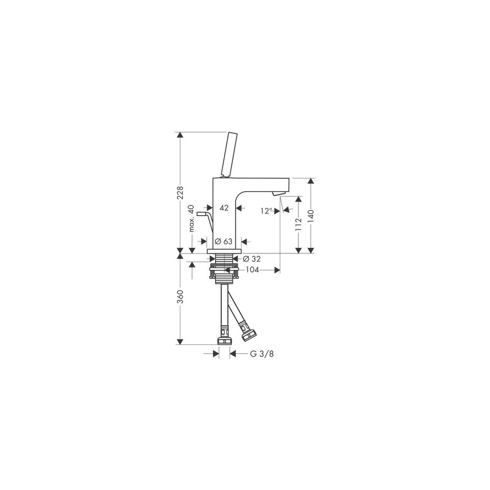 Hansgrohe AXOR Citterio Einhebel-Waschtischmischer 110mm, 5l/min, Pin-Griff, Zugsta... HANSGROHE-39010990 4011097913568 (Abb. 3)
