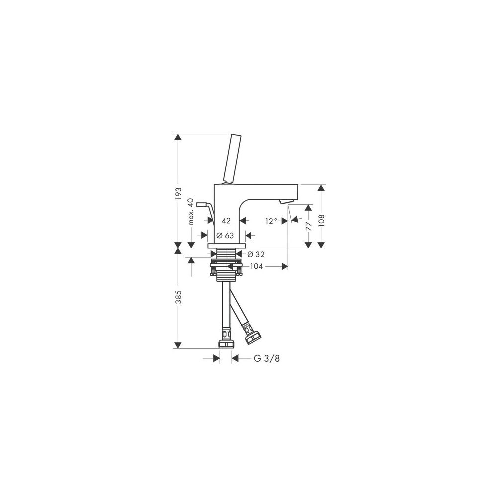 Hansgrohe AXOR Citterio Einhebel-Waschtischmischer 80mm, 5l/min, Pin-Griff für HWB,... HANSGROHE-39015800 4011097913865 (Abb. 2)