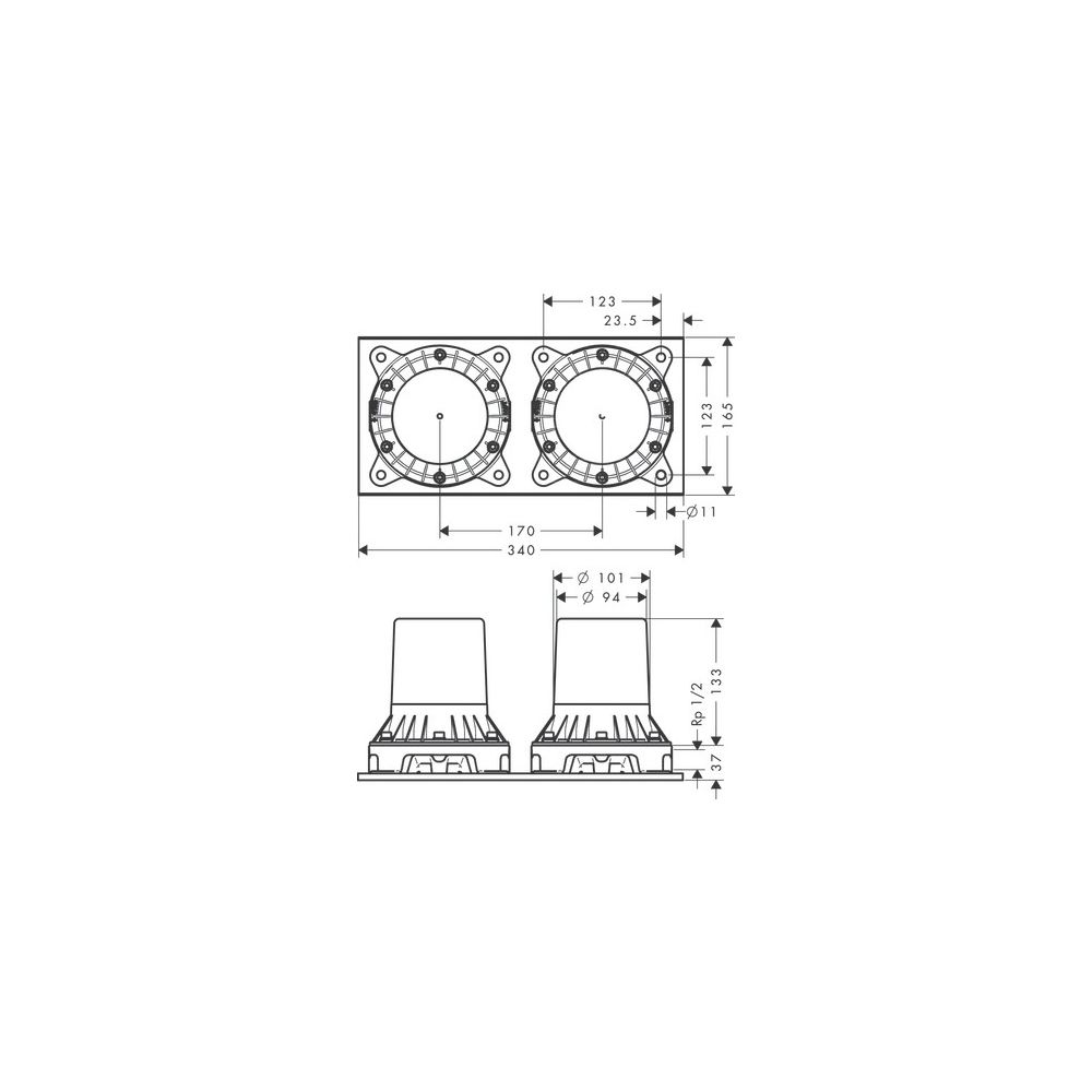 Hansgrohe AXOR Montreux Grundkörper für 2-Griff Wannenarmatur bodenstehend, DN 15... HANSGROHE-16549180 4011097527062 (Abb. 3)