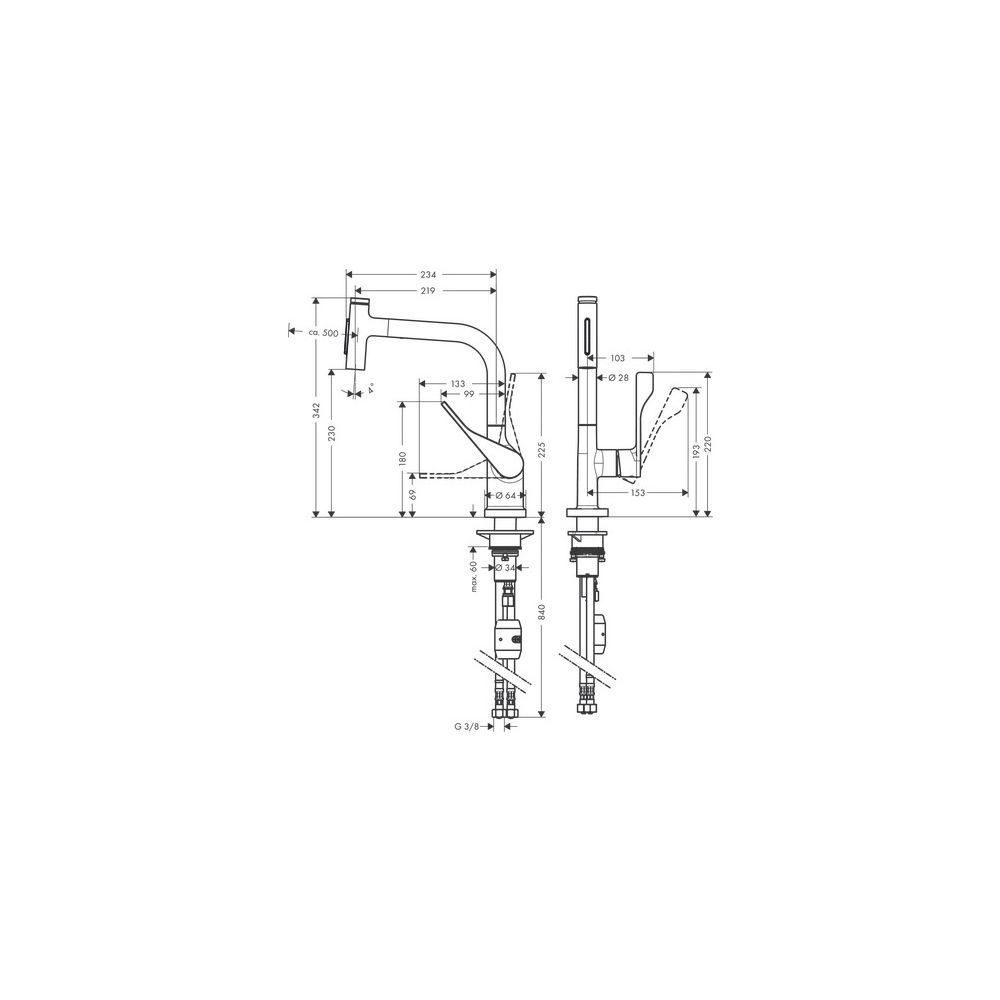 Hansgrohe AXOR Citterio Einhebel-Küchenmischer Select 230mm, 8l/min, 2jet, Ausziehb... HANSGROHE-39863330 4059625293768 (Abb. 2)