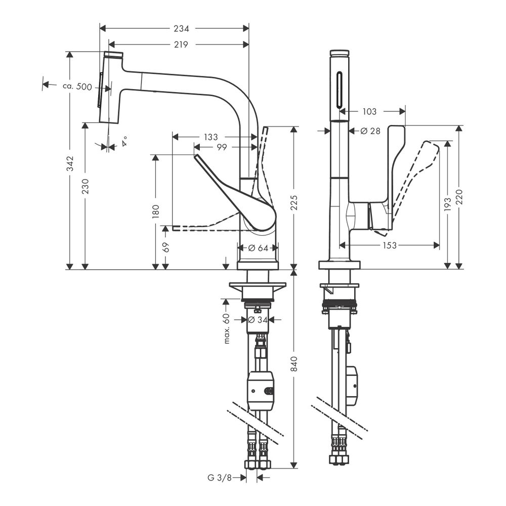 Hansgrohe AXOR Citterio Einhebel-Küchenmischer Select 230mm, 8l/min, 2jet, Ausziehb... HANSGROHE-39863310 4059625321188 (Abb. 3)