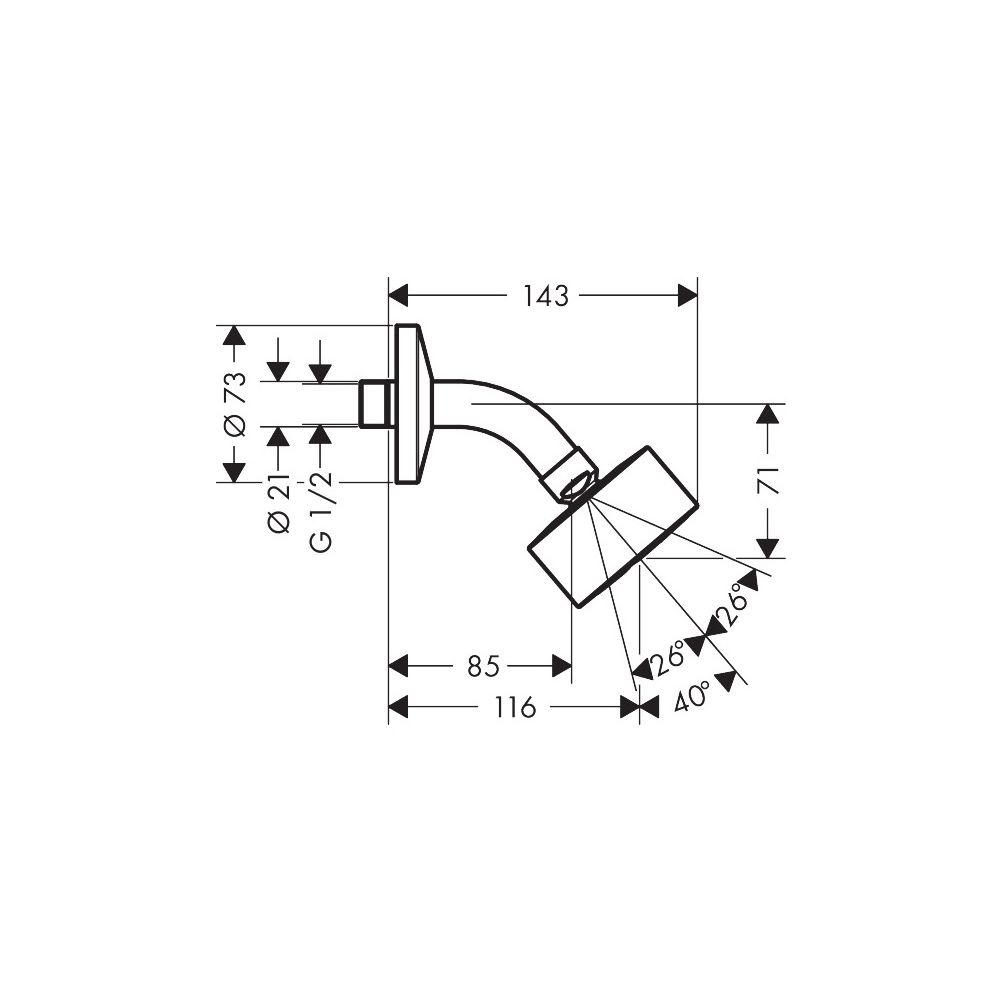Hansgrohe AXOR One Kopfbrause 75mm, 8,7l/min, 1jet EcoSmart, Brausearm, Mattschwarz... HANSGROHE-48490670 4059625330708 (Abb. 2)
