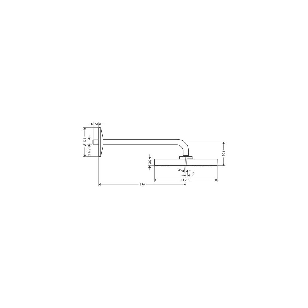 Hansgrohe AXOR One Kopfbrause 280mm, 12,3l/min, 1jet, Brausearm, Brushed Brass... HANSGROHE-48491950 4059625364185 (Abb. 3)