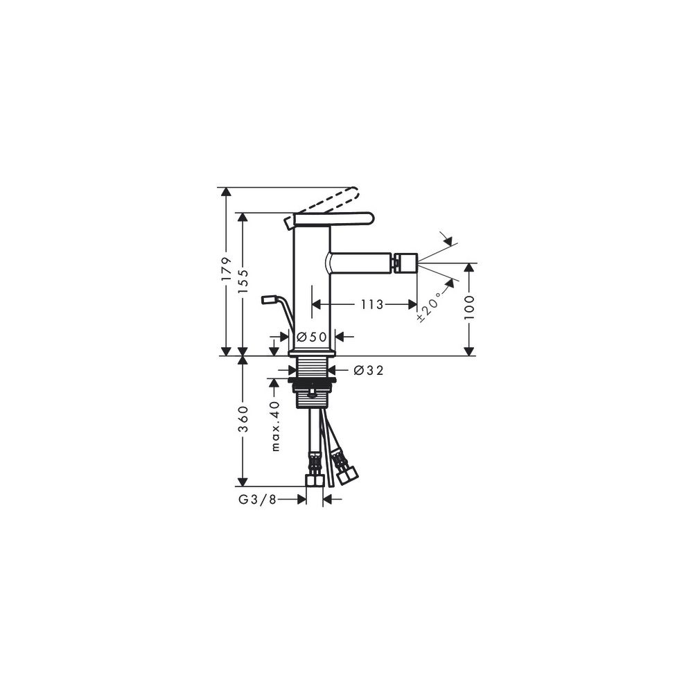 Hansgrohe AXOR One Einhebel-Bidetmischer, 5l/min, Zugstangen-Ablaufgarnitur, Edelst... HANSGROHE-48210800 4059625372180 (Abb. 2)