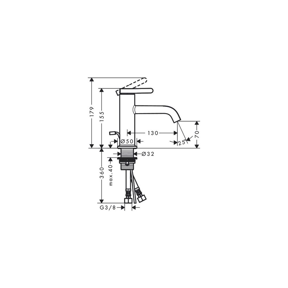 Hansgrohe AXOR One Einhebel-Waschtischmischer 70mm, 5l/min, Hebelgriff, Zugstangen-... HANSGROHE-48000330 4059625369265 (Abb. 2)