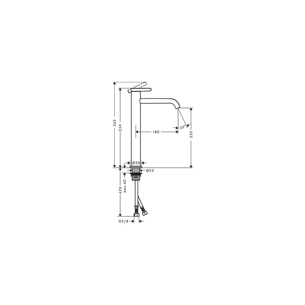 Hansgrohe AXOR One Einhebel-Waschtischmischer 260mm, 5l/min, Hebel-Grifffür Aufsatz... HANSGROHE-48002950 4059625371930 (Abb. 2)
