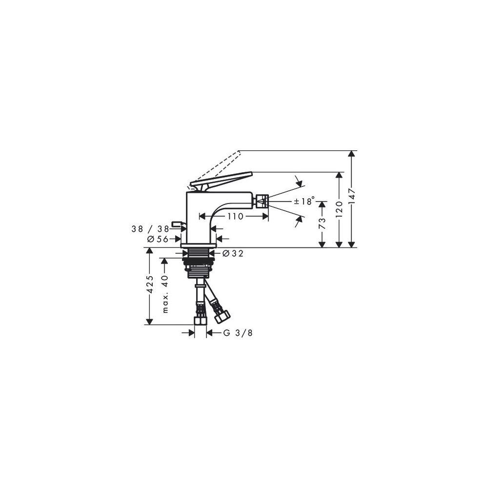 Hansgrohe AXOR Citterio Einhebel-Bidetmischer, 7,2l/min, Hebelgriff, Zugstangen-Abl... HANSGROHE-39201990 4059625373712 (Abb. 2)