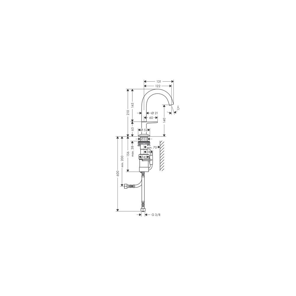 Hansgrohe AXOR One Waschtischmischer Select 140mm, 5l/min, Push-Open Ablaufgarnitur... HANSGROHE-48010820 4059625370537 (Abb. 2)
