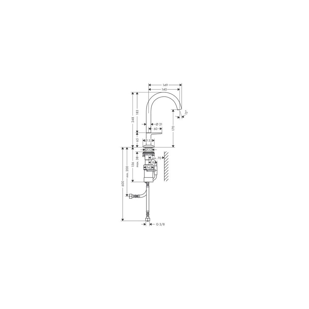 Hansgrohe AXOR One Waschtischmischer Select 170mm, 5l/min, Push-Open Ablaufgarnitur... HANSGROHE-48020000 4059625331545 (Abb. 4)